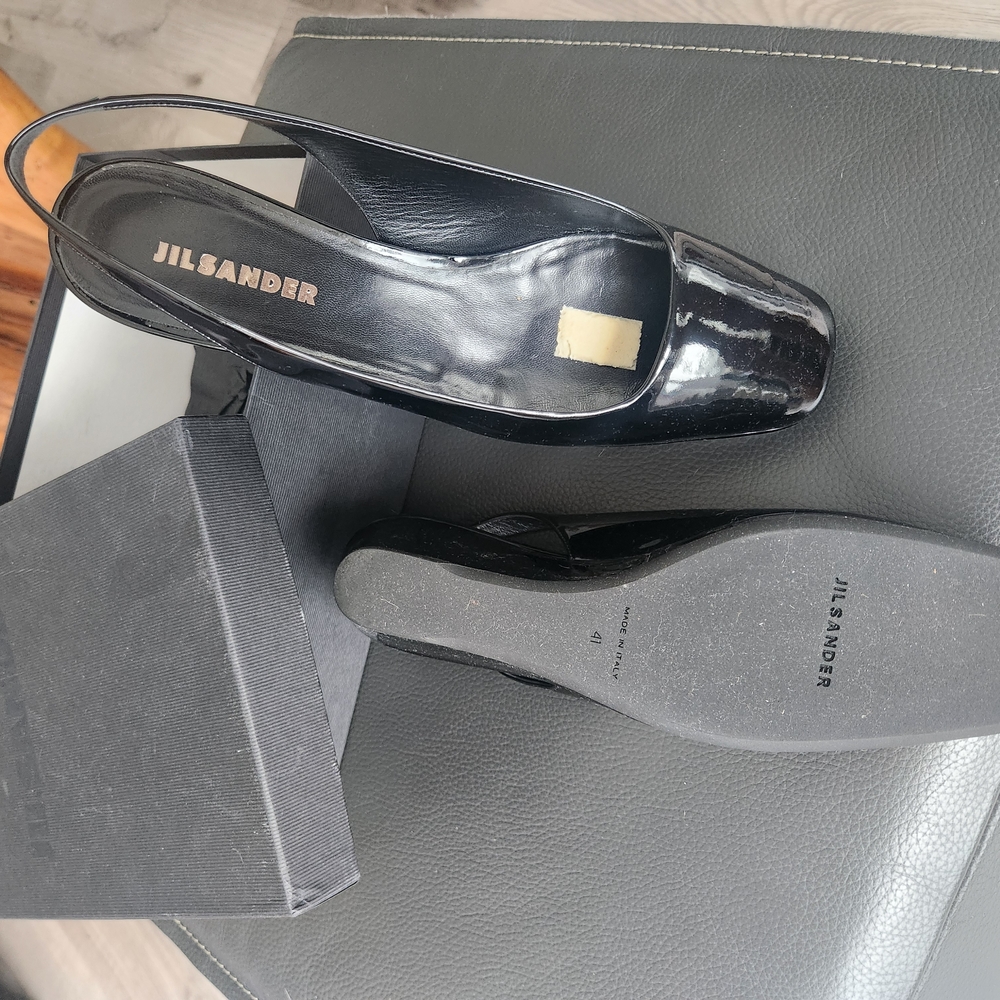 Jil Sander Black Heels with Patent Finish
